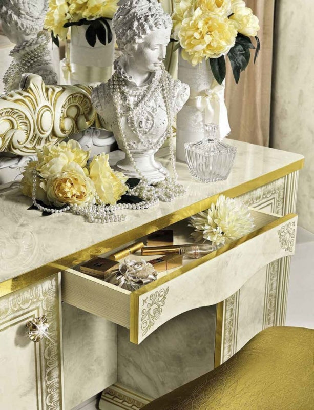 Camel Leonardo Night Italian Ivory High Gloss and Gold Vanity Dresser