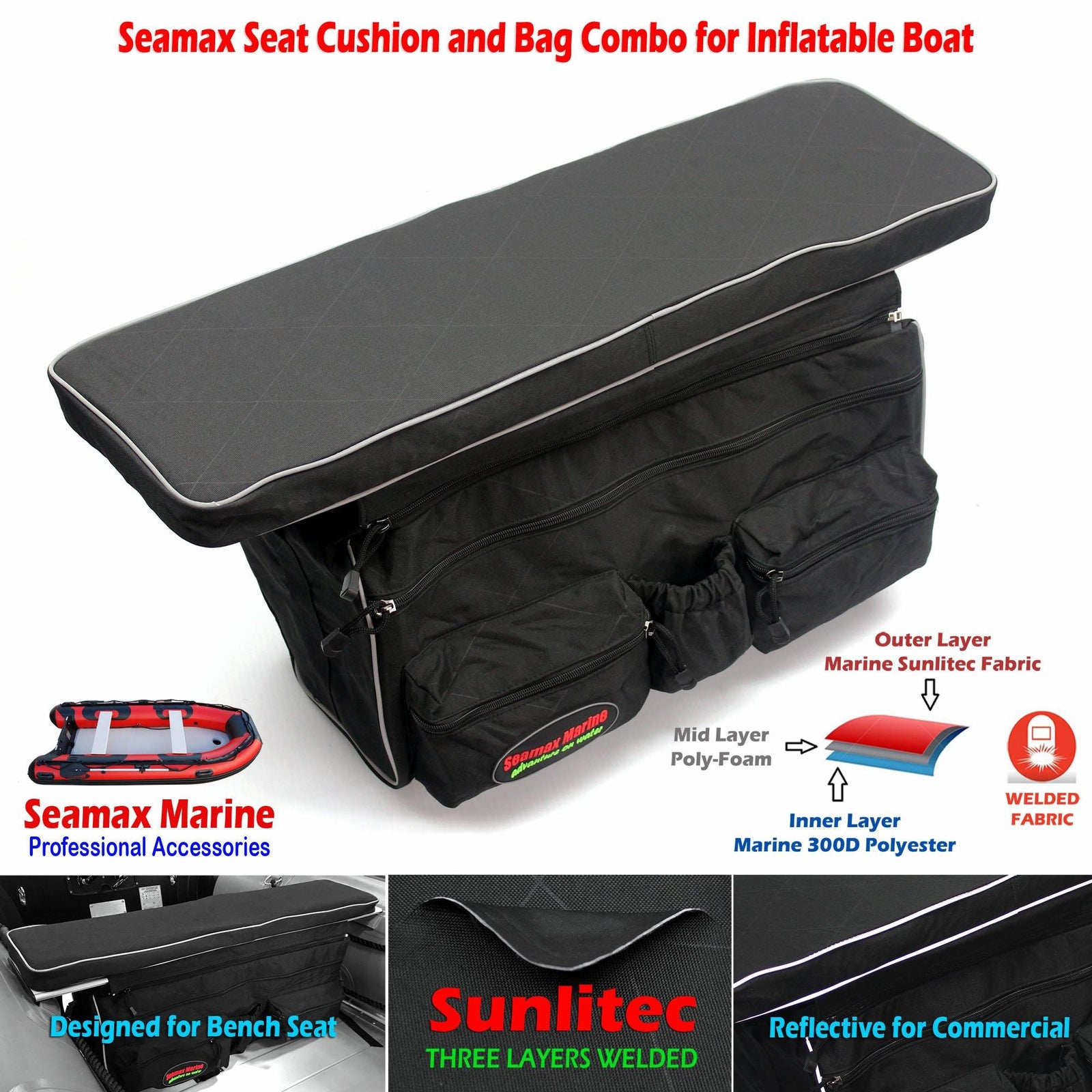  Seamax Sunlitec Outboard Motor Cowling Cover with Reflective  Line : Sports & Outdoors