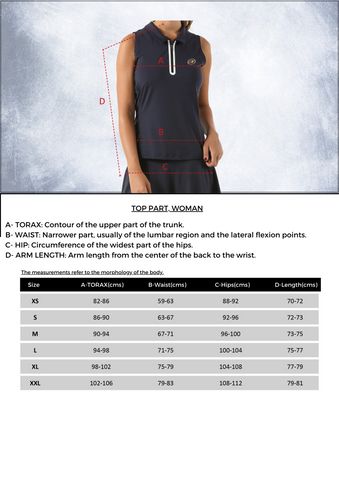 Bullpadel Women's Apparel Tops Size Guide