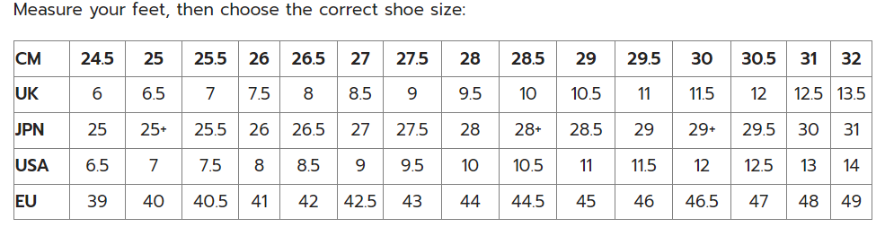 Babolat Men's Shoes Size Guide