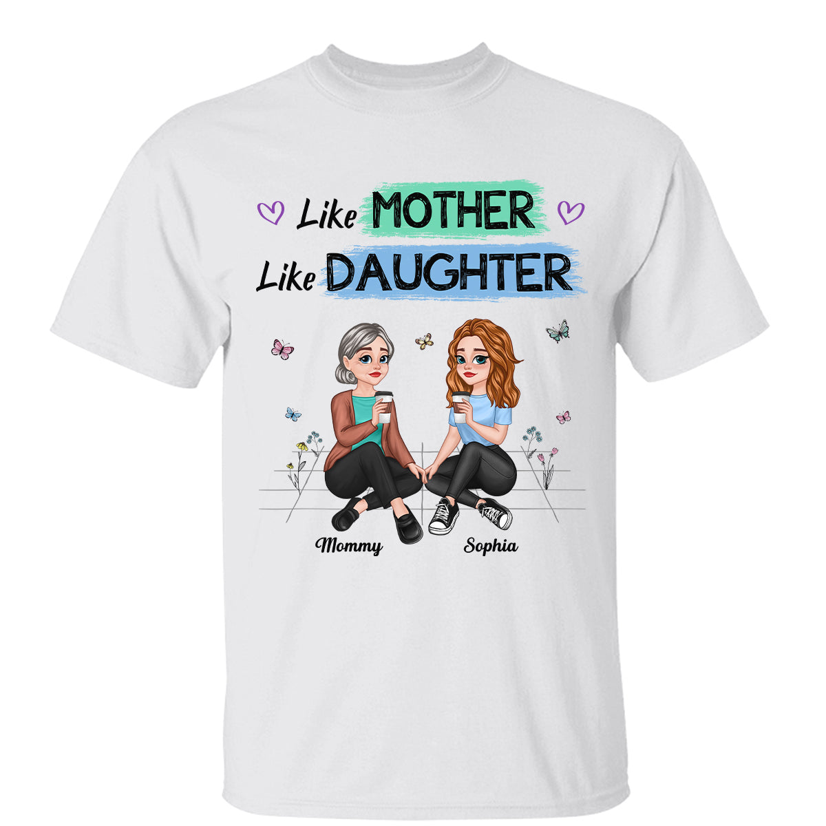 Like Mother Like Daughter Pretty Cartoon Mom Daughter Sitting Personal ...