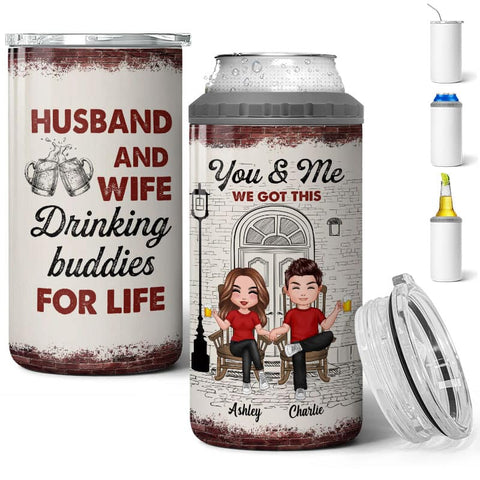 Drinking Buddies Husband Wife - Couple Personalized Custom 4 In 1 Can -  Pawfect House ™