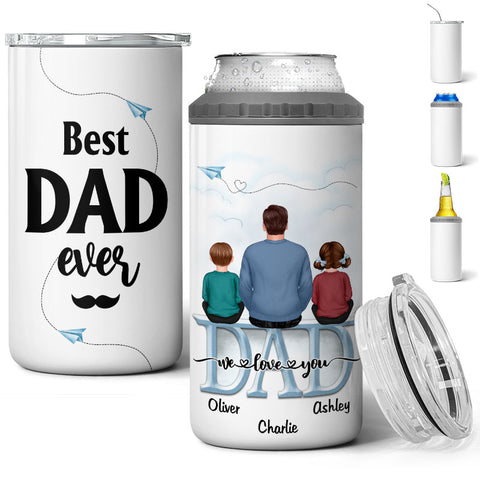 Best Bonus Dad Ever - Family Personalized Custom 4 In 1 Can Cooler Tum -  Pawfect House ™