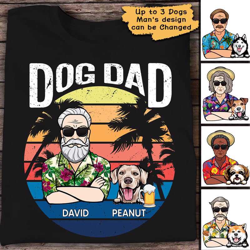 Dog Dad In Hawaiian Shirt Personalized Shirt - TrendingCustom™️