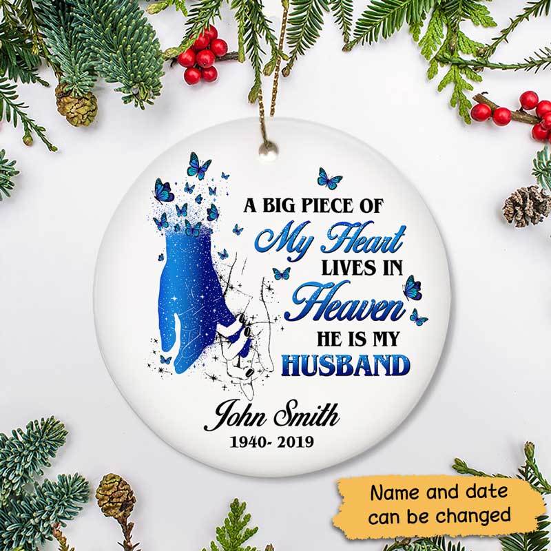 My Husband Lives In Heaven Personalized Memorial Circle Ornament ...