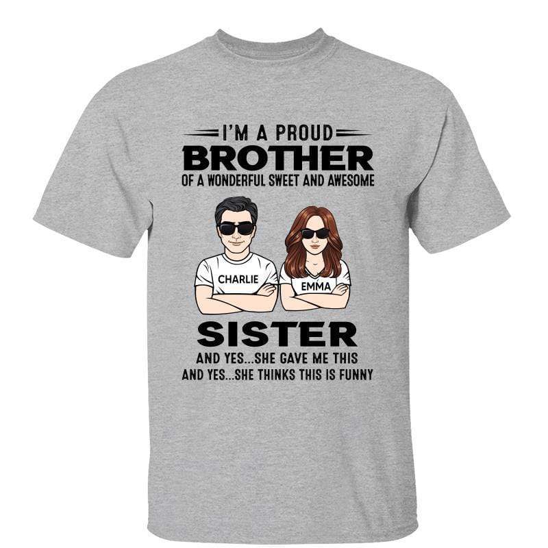 Proud Brother Of Sister Personalized Shirt - TrendingCustom™️