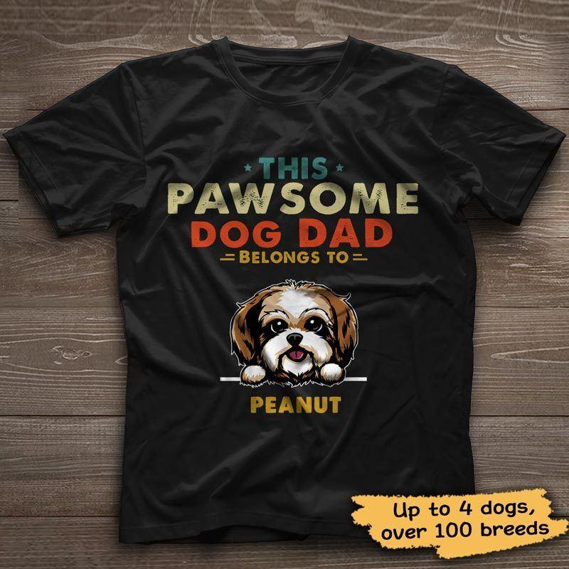 Pawsome Dog Dad Peeking Dog Personalized Shirt - TrendingCustom™️