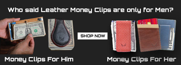 Bi-fold Money Clip Wallet for Him, Helius Money Clips for Her