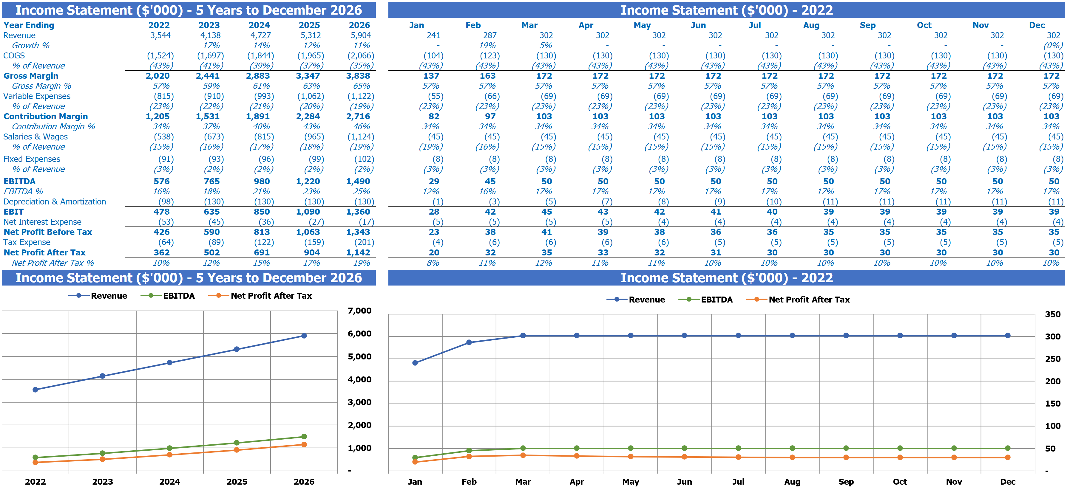 Cat Cafe Financial Plan Profit And Loss Statement