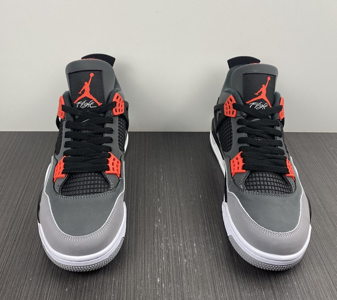 Air Jordan 4 Charcoal Grey Red Canvas Air Cushion Retro Sneakers Non-Slip Wear-Resistant Casual Snea