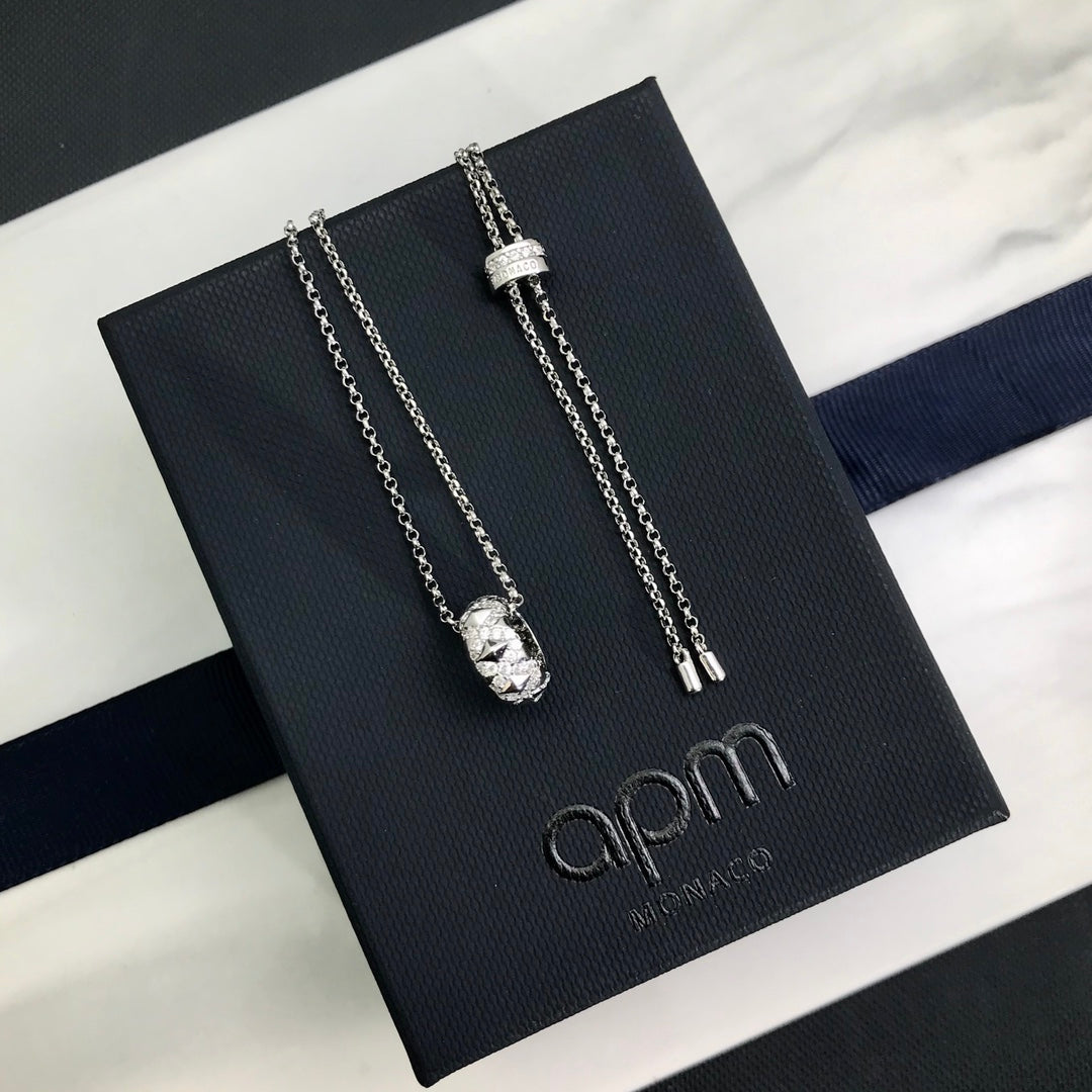 APM Necklace New Silver Narrow Ring Spike Necklace Simple and Exquisite Temperament Ladies Versatile