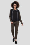 Fleece Stretchable Fitness Track Suit (Olive Black) - Women