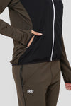 Fleece Stretchable Fitness Track Suit (Olive Black) - Women