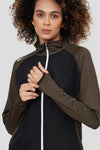 Fleece Stretchable Fitness Track Suit (Olive Black) - Women