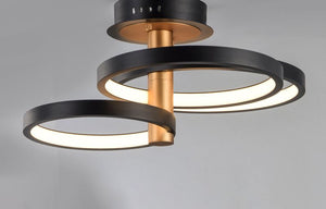 Hoopla 15.75' 3 Light Semi-Flush Mount in Black and Gold