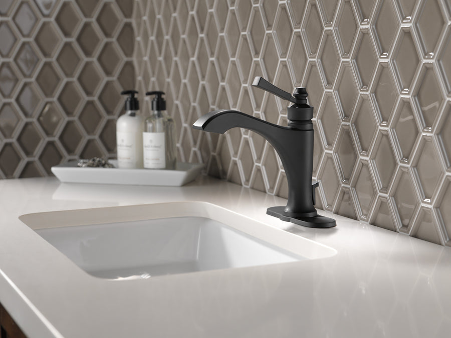 Dorval Single-Handle Bathroom Faucet in Matte Black - Drain Included