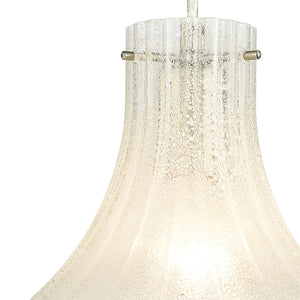 Coastal Scallop 8' 1 Light Mini Pendant in Clear Sugar Scavo Glass & Satin Nickel