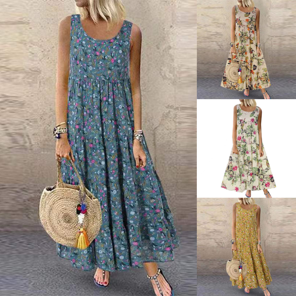 Youthful Plant Floral Print Midi Dress – goodies-us