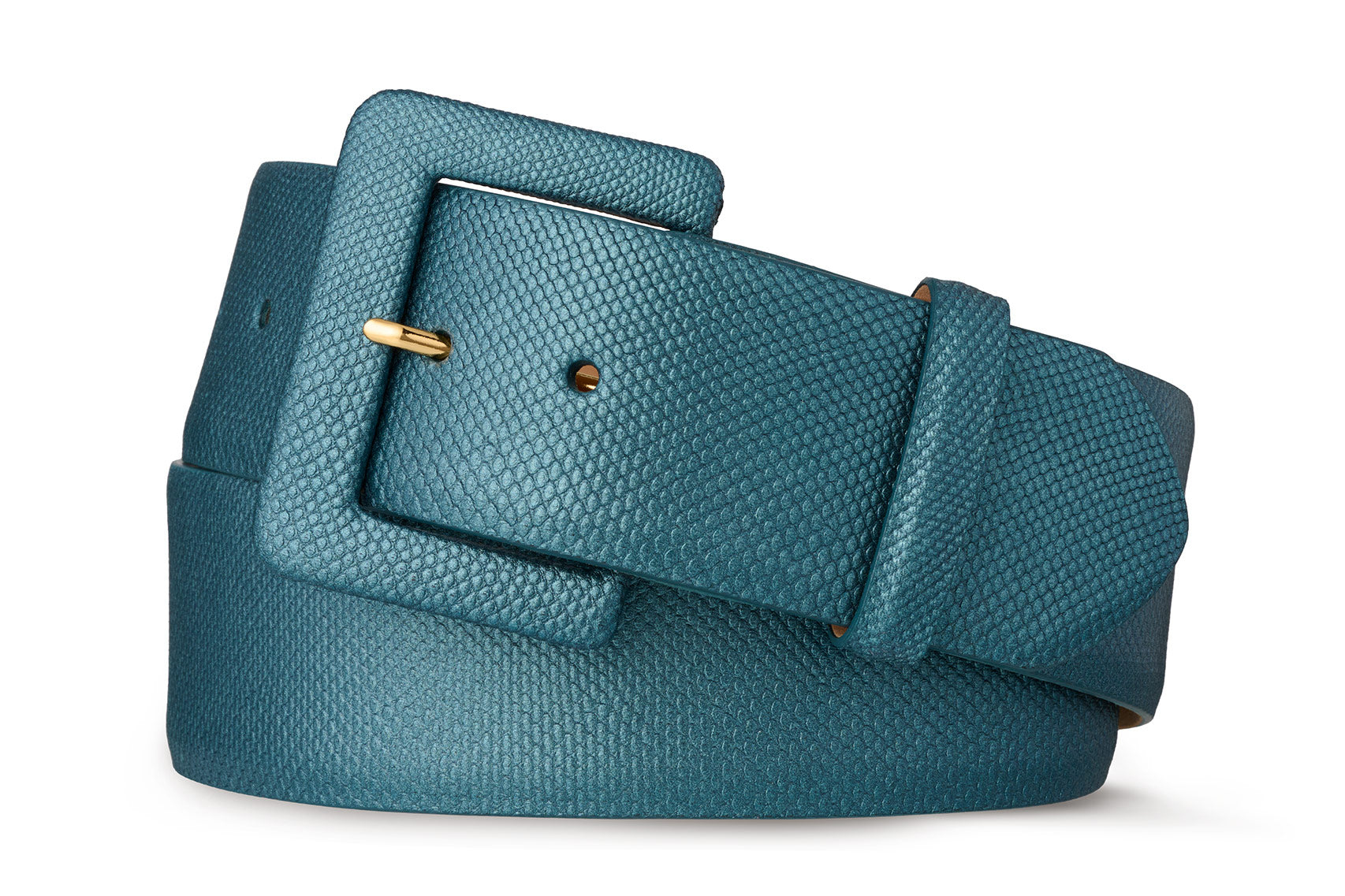 W.Kleinberg Suede Belt with Nickel Roller Buckle Electric Blue / 32