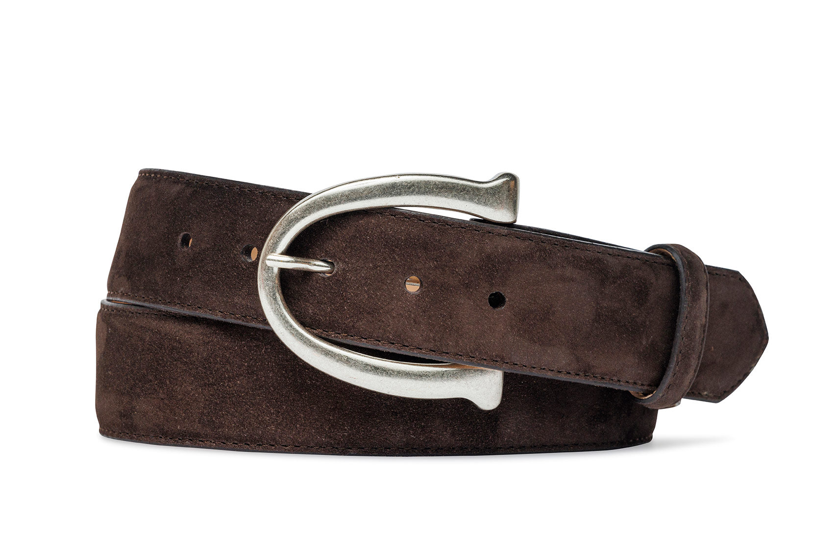 Tucson American Bison Belt with Brushed Nickel O-ring Buckles - w.kleinberg