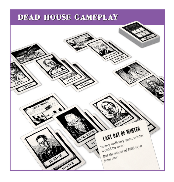 An example of Dead House cards on the table
