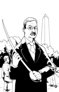 Illustration of Teddy Roosevelt with a sword