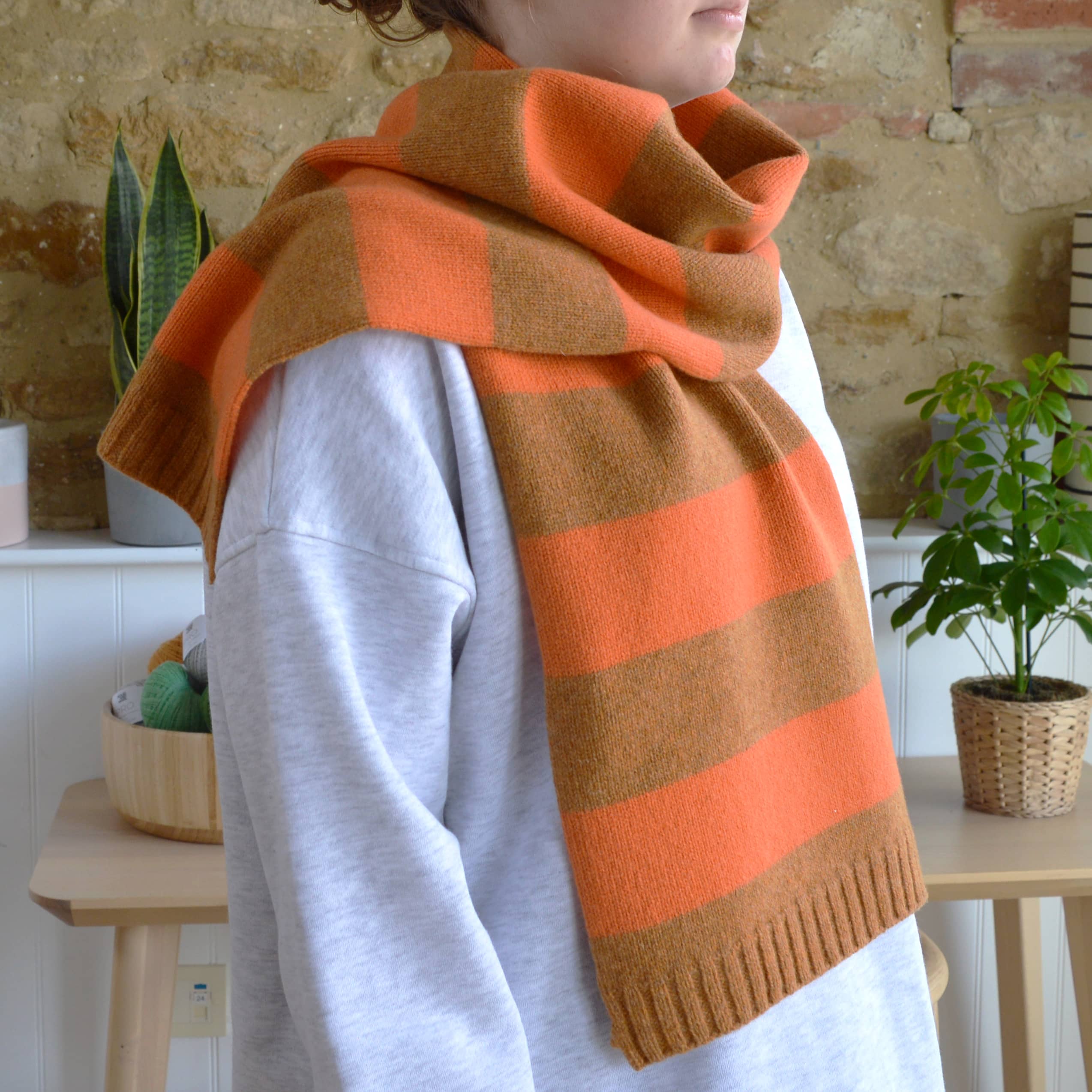 nknit マフラー mix stripe big KNIT scarf-