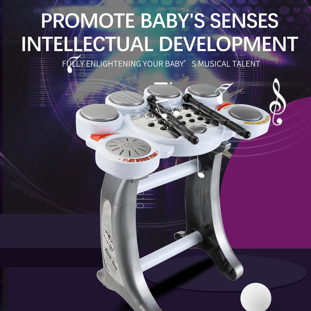 Promote baby's senses and intellectual development with an electronic drum set for beginners, perfect for enlightening your baby's musical talent.