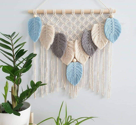 Macrame Feather Wall Hanging, Handmade wall art