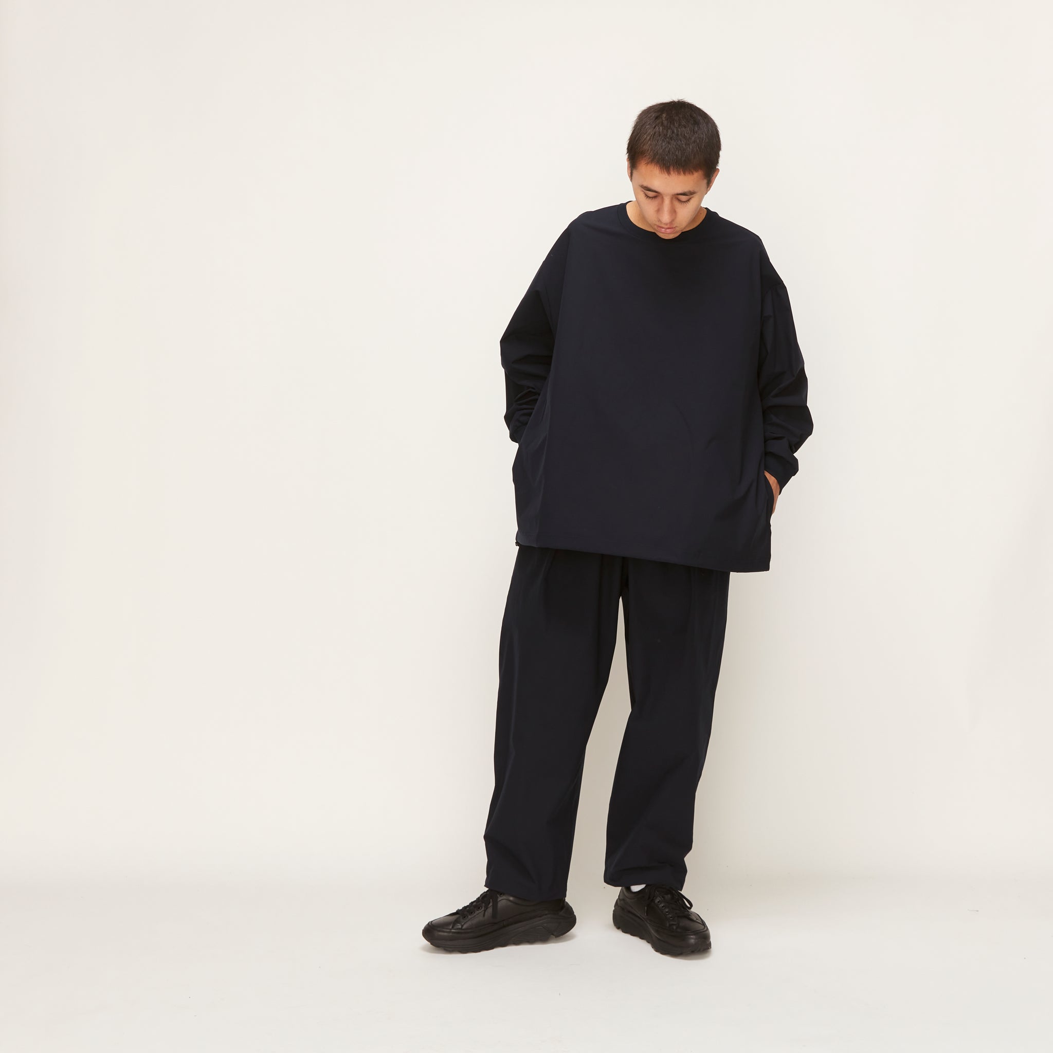 【UNTRACE】UNTRACE BASIC TAPERED STRETCH TRACK PANTS MF / DARK NAVY