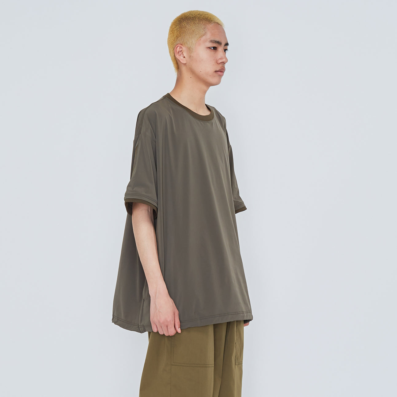 UNTRACE】BOX STRETCH SMOCK 2 S/S / OLIVE-