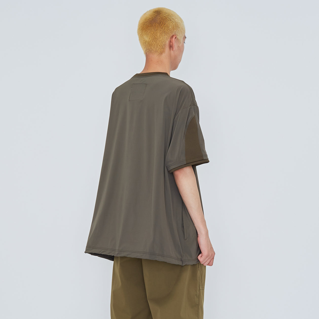 UNTRACE】BOX STRETCH SMOCK 2 S/S / OLIVE-