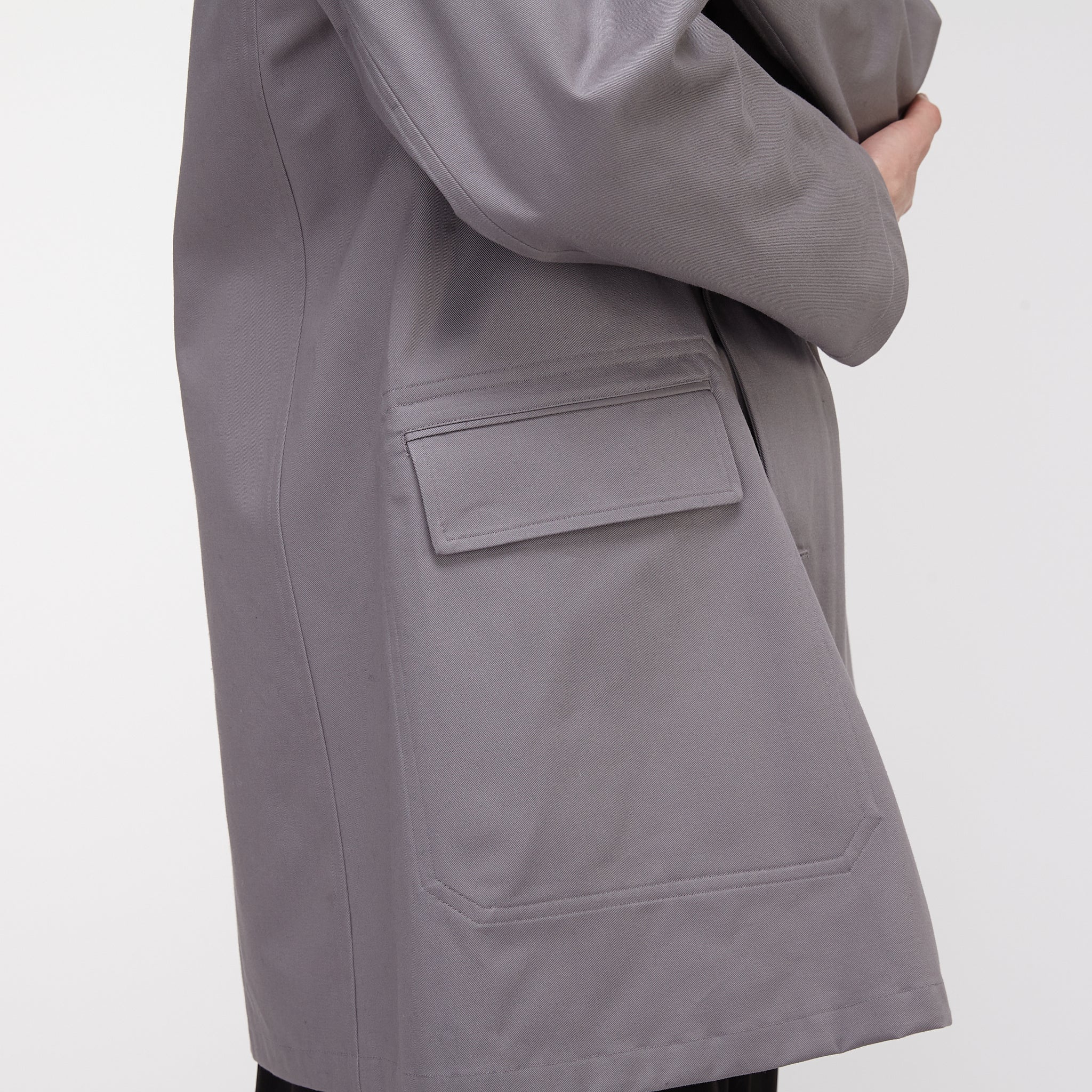 白木/黒塗り Reverberate long jacket セットアップ grey著用数回