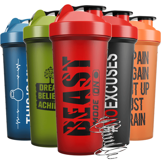  JEELA SPORTS 5 PACK Protein Shaker Bottles for Protein Mixes  -20 OZ- Dishwasher Safe Shaker Cups for Protein Shakes - Shaker Cup for Blender  Protein Shaker Bottle for Shakes Protein Shake