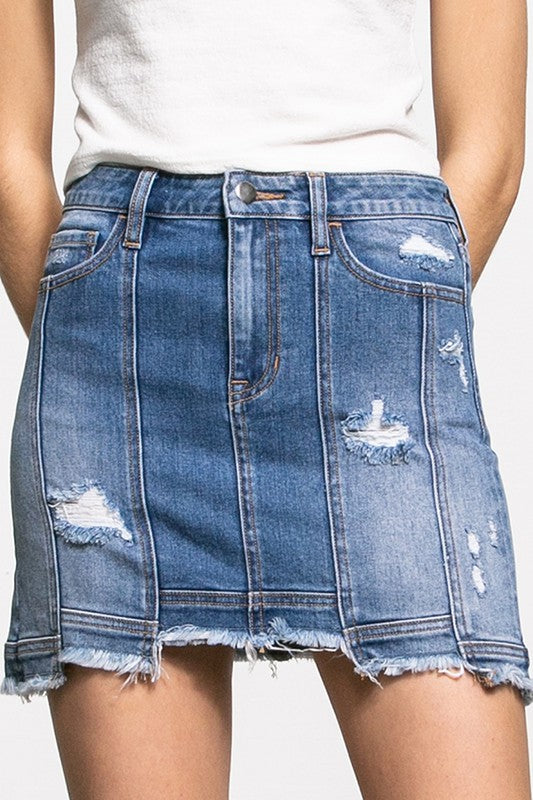 frayed jean skirt