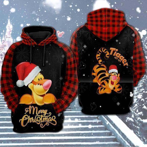 DN Christmas Hoodie WTP Hoodie Tigger Merry Christmas Black Red Plaid Hoodie – OwlOhh