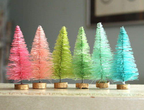 rainbow bottle brush trees ✿ mini bottle brush trees set on wallflower –  Studio Wallflower
