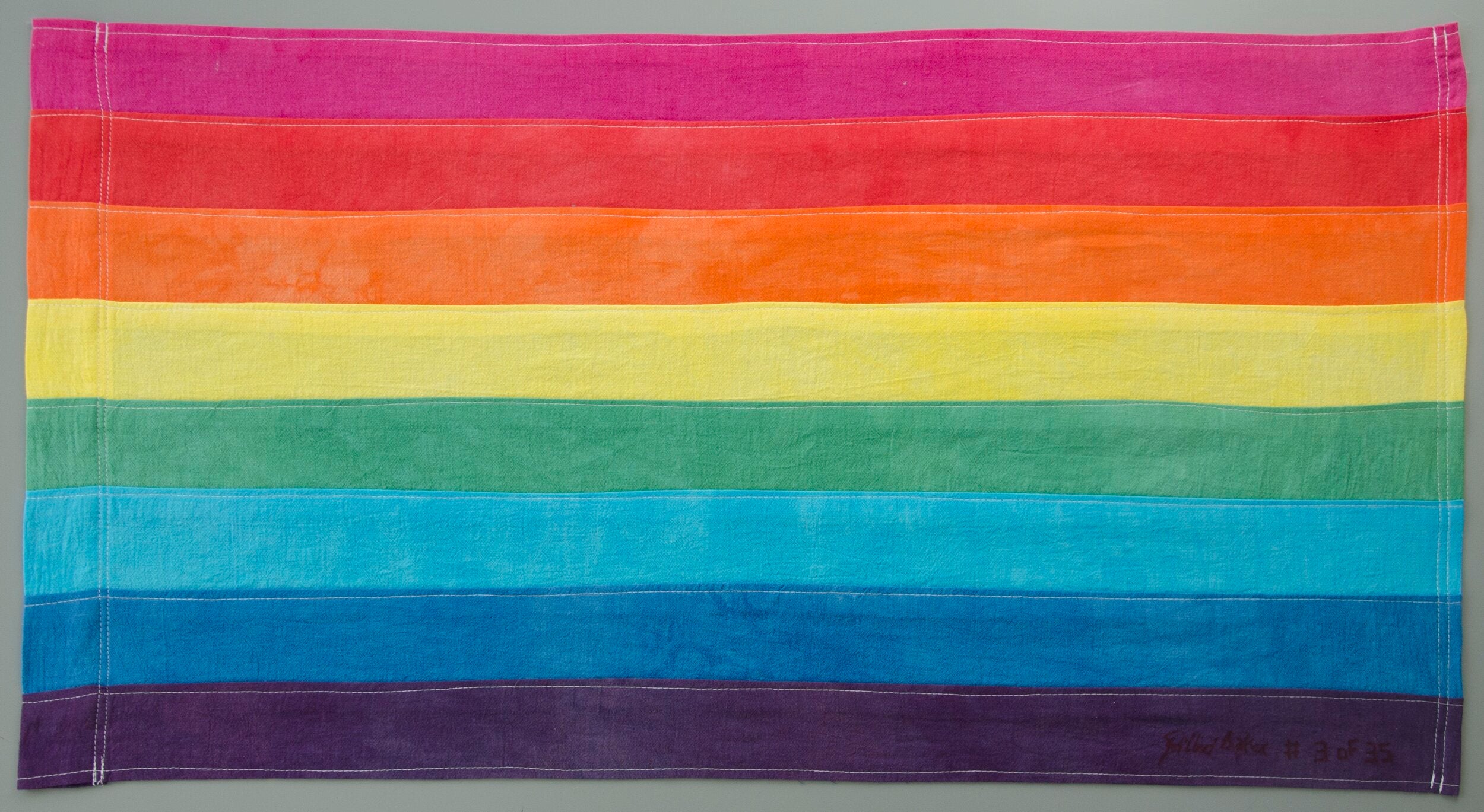 Replica of the original eight-color rainbow flag design