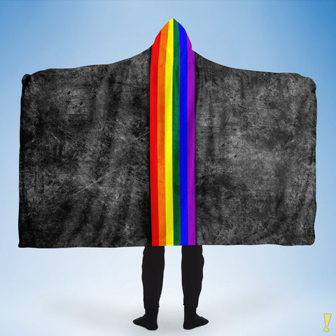 LGBTQ Pride Grunge Stripe Hooded Blanket