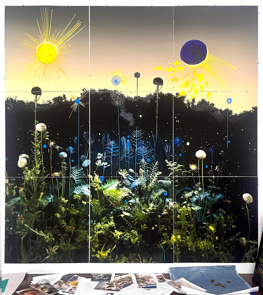 sun and moon photographic painting collage by mary mattingly