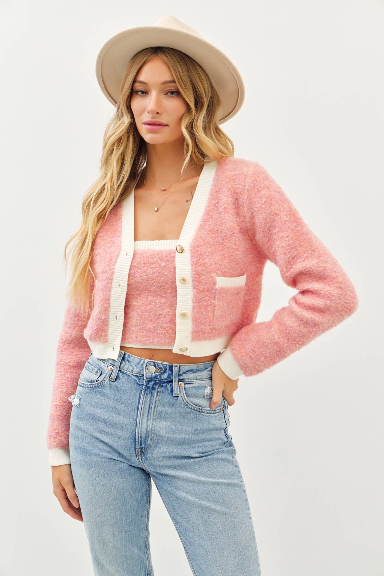 Pink Lily Tube & Cardigan