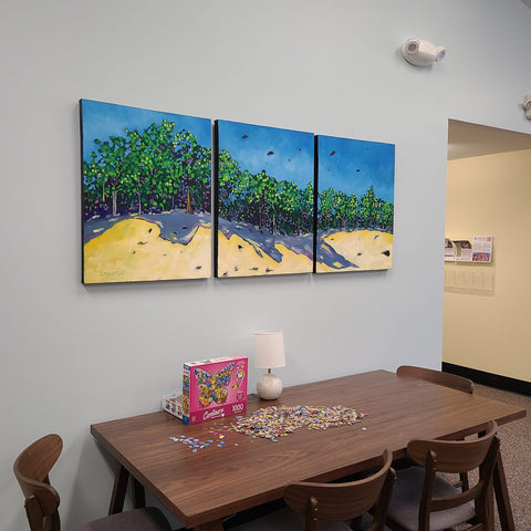 Christi Dreese Oil Painting West Michigan Dunes installed at Love in Action.