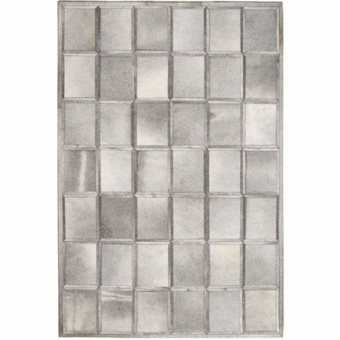 Madisons Gray Parquet Pattern Patchwork Cowhide Rug