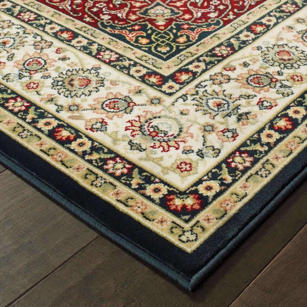 Kashan Navy Ivory Oriental Rug