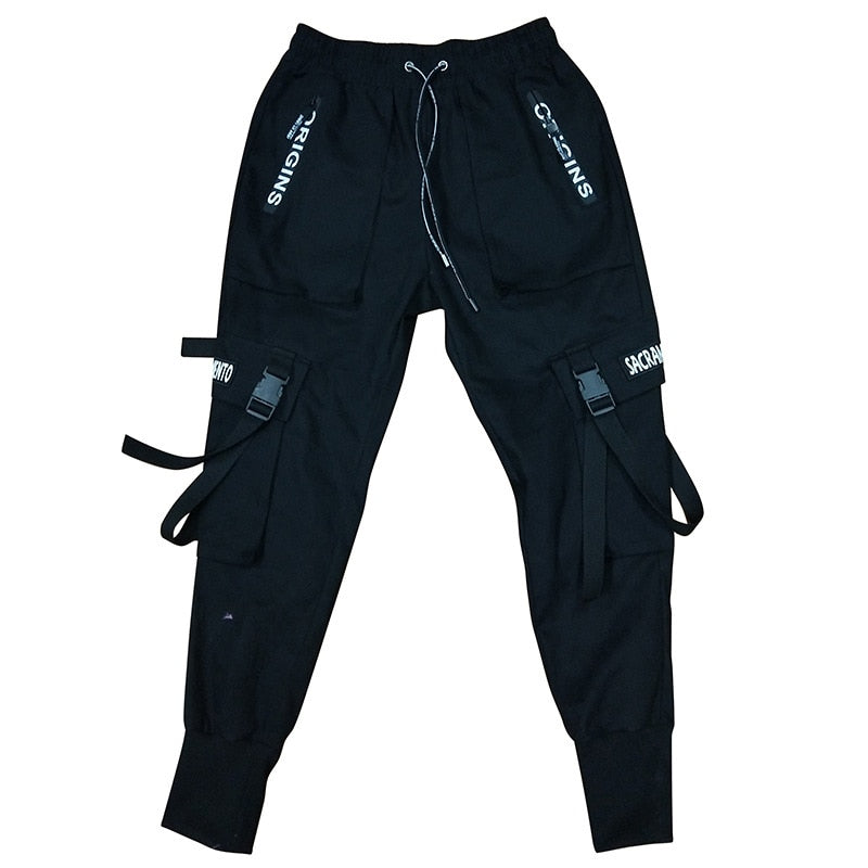 Cargo Pants Hip Hop Joggers Men Loose Harem Pants Multi-pocket Ribbon Men&#39;s Pants Trousers Casual Streetwear Sport Pants for Men