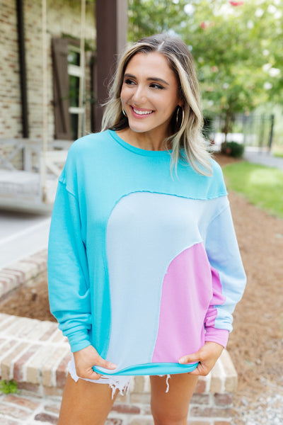Blue & Orchid Oversized French Terry Sweatshirt