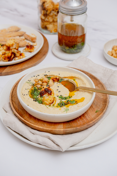 Blumenkohlhummus mit Chili-Kräuteröl Lieblingsglas