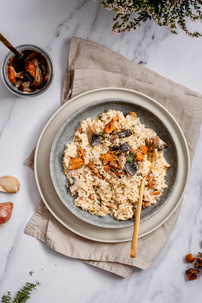 Fermentierte Pilze im Risotto