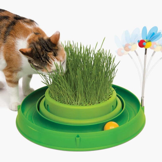 AQluming Cat Puzzle Feeder Cat Treat Toy - Cat Slow Feeder Food Dispenser  Green