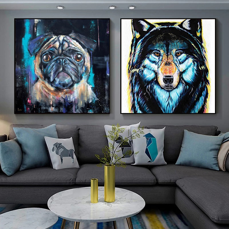 CORX Designs - Colorful Wolf Cute Pug Canvas Art - Review